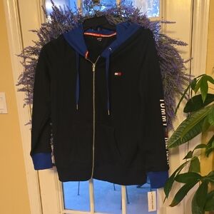 Tommy Hilfiger Navy and Royal Blue Hoodie Large NWT